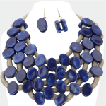 Marbled Ocal Blue beads Necklace & Earrings Set