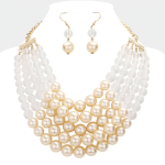 Adjustable 5 Layer Gold & White Pearl Set